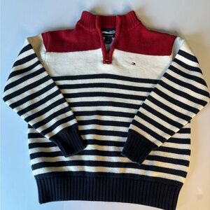 Tommy Hilfiger Boy's Size 5 Zip-Up Sweater - Red, White, and Black